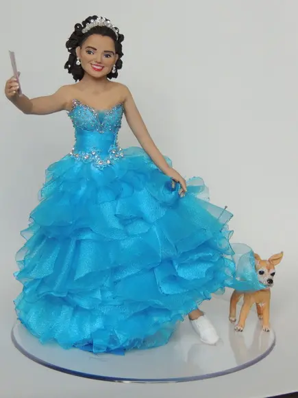 Topo de Bolo Debutante com Cachorro