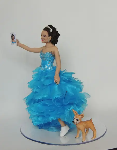 Topo de Bolo Debutante com Cachorro