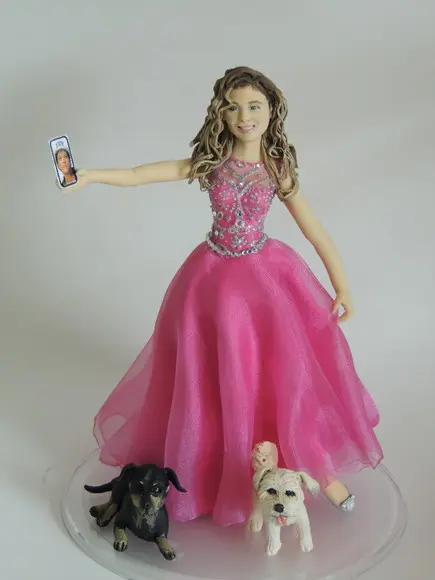 Topo de Bolo Debutante com Cachorro