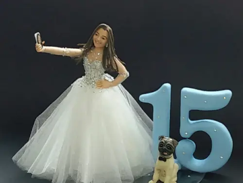 Topo de Bolo Debutante com Cachorro