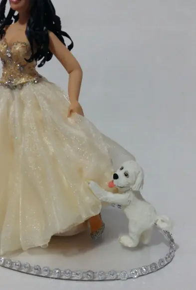 Topo de Bolo Debutante com Poodle