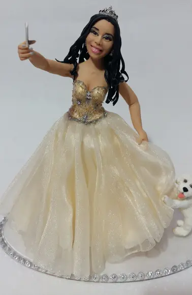 Topo de Bolo Debutante com Poodle