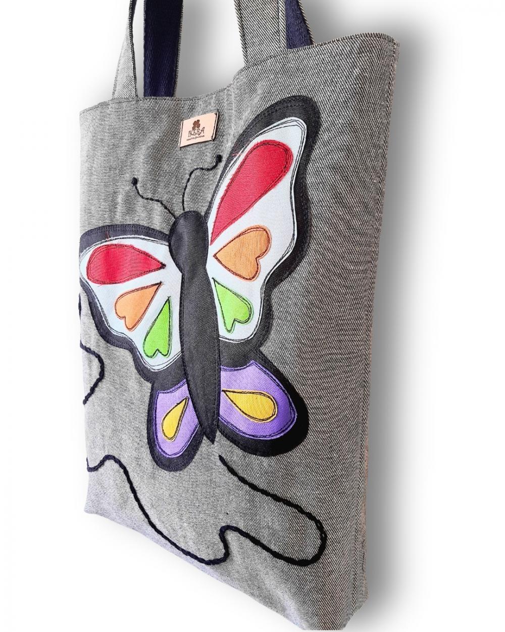Maxi Bolsa Feminina Artesanal em Tecido Jeans