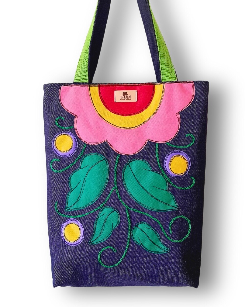 Bolsa Artesanal Feminina de Tecido Jeans Rosa