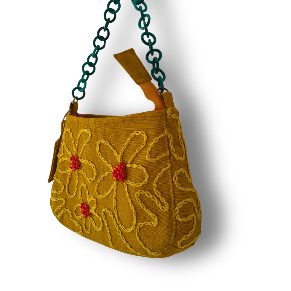 Mini Bolsa Artesanal Feminina de Tecido Carla