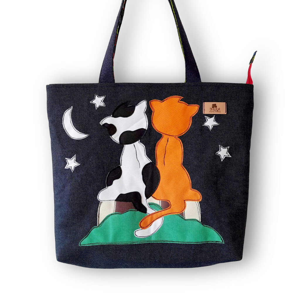 Bolsa Artesanal de Tecido Jeans Bordada à Máquina Meu Pet