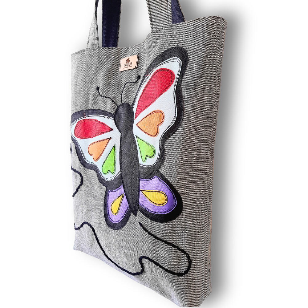 Maxi Bolsa Feminina Artesanal em Tecido Jeans