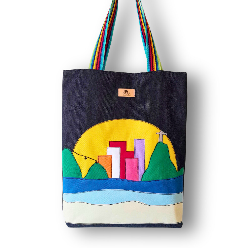Bolsa Artesanal Tecido Bordada à Máquina Rio