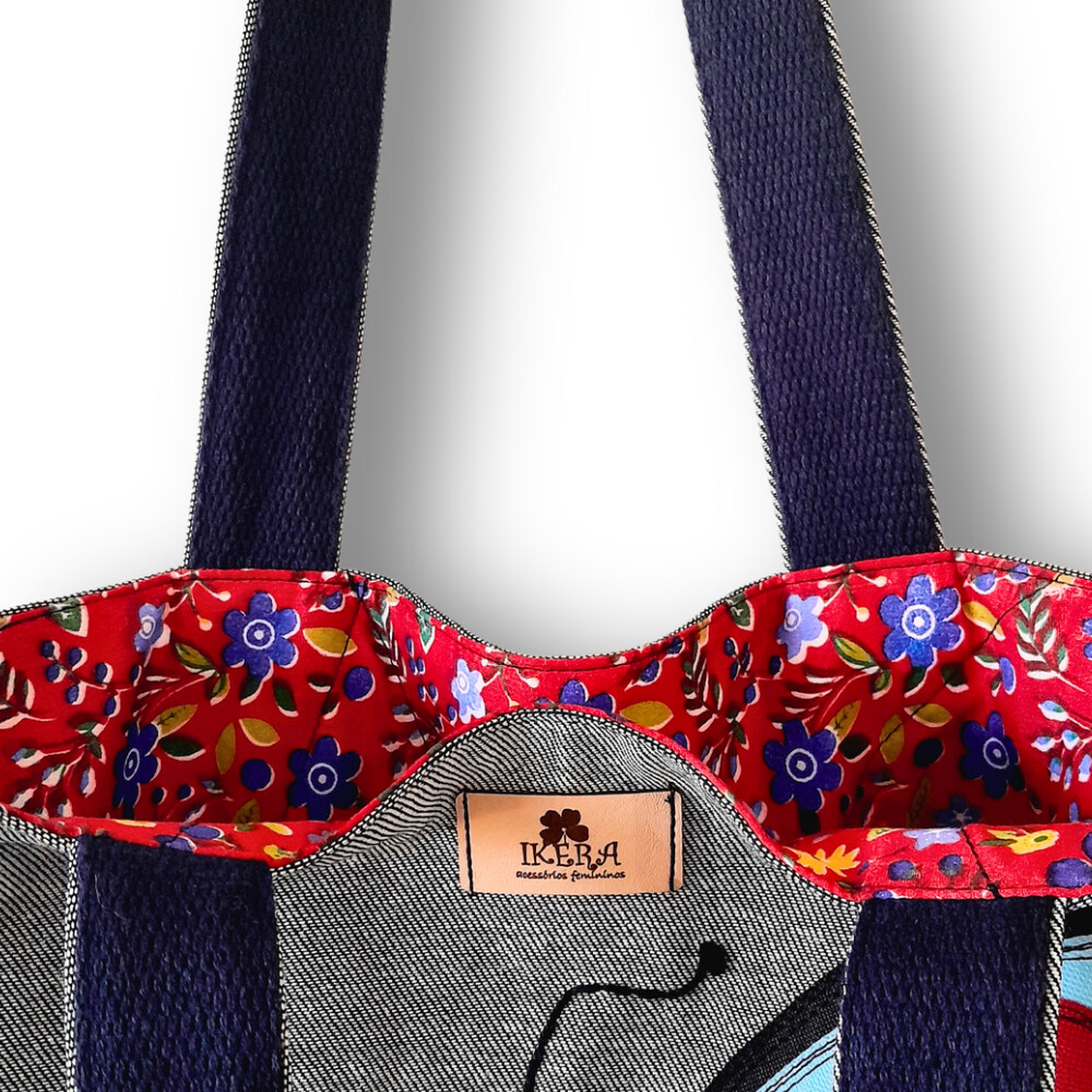 Maxi Bolsa Feminina Artesanal em Tecido Jeans
