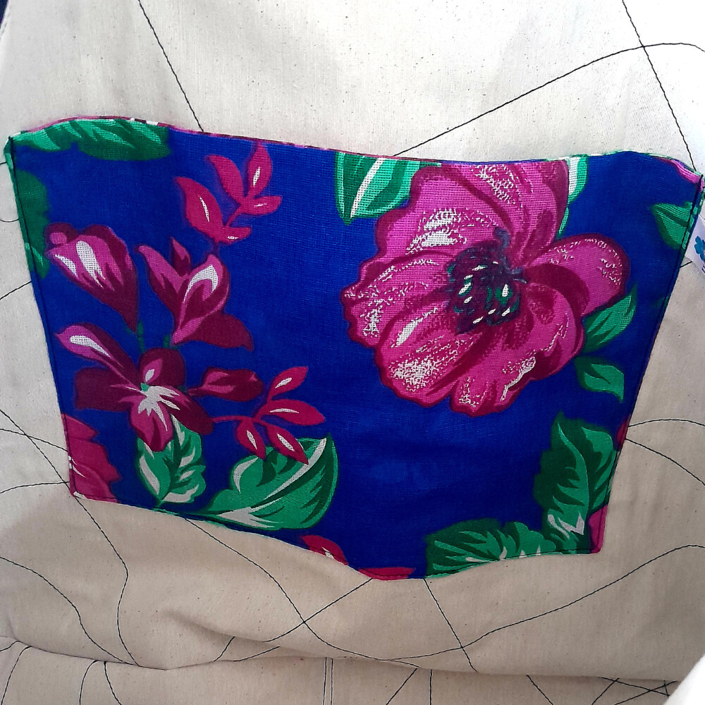 Bolsa Artesanal de Tecido Jeans Bordada à Máquina Nori