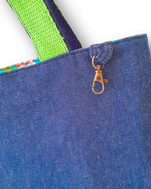 Maxi Bolsa Feminina Artesanal em Tecido Jeans