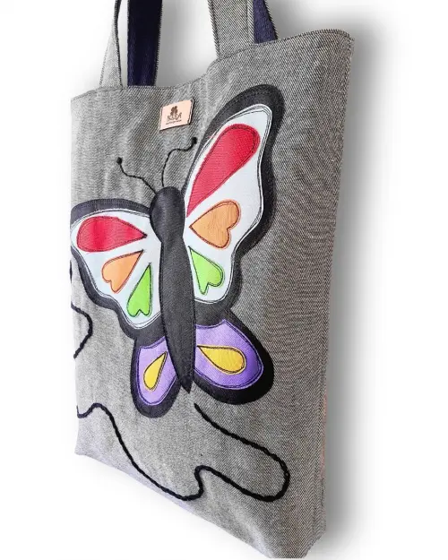 Maxi Bolsa Feminina Artesanal em Tecido Jeans