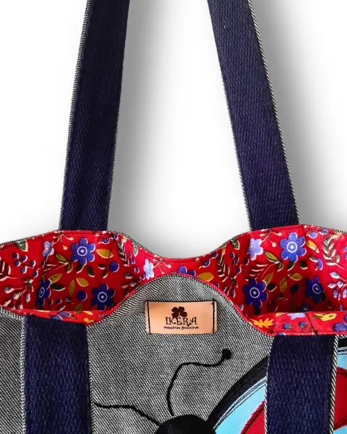 Maxi Bolsa Feminina Artesanal em Tecido Jeans