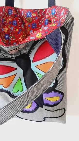 Maxi Bolsa Feminina Artesanal em Tecido Jeans
