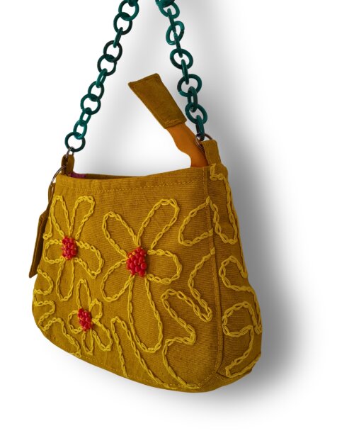 Mini Bolsa Artesanal Feminina de Tecido Carla