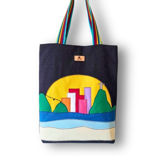 Bolsa Artesanal Tecido Bordada à Máquina Rio