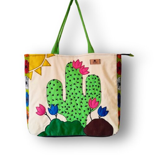 Bolsa Artesanal de Tecido Bordada à Maquina Zabé da Loca
