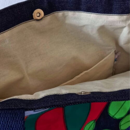 Bolsa Artesanal de Tecido Jeans Bordada à Máquina Corujas Apaix