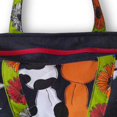 Bolsa Artesanal de Tecido Jeans Bordada à Máquina Meu Pet