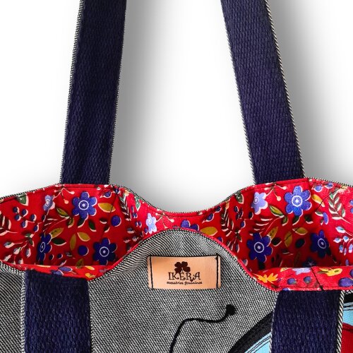 Maxi Bolsa Feminina Artesanal em Tecido Jeans