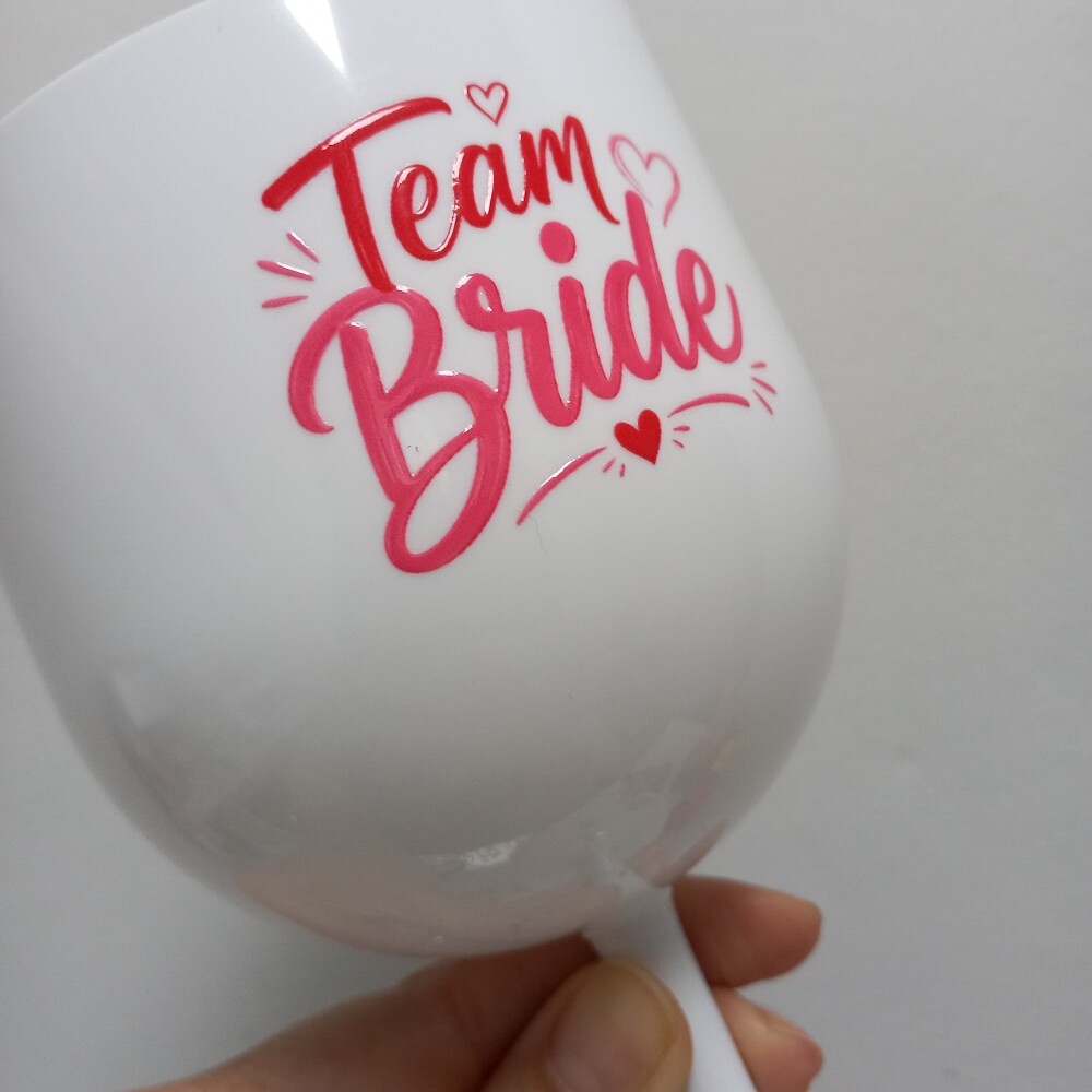 10 Taça 550ml Team Bride Personalizada DTF Acrílica Branca | De