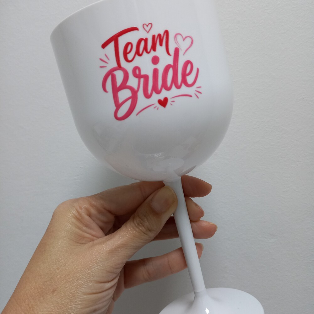 10 Taça 550ml Team Bride Personalizada DTF Acrílica Branca | De