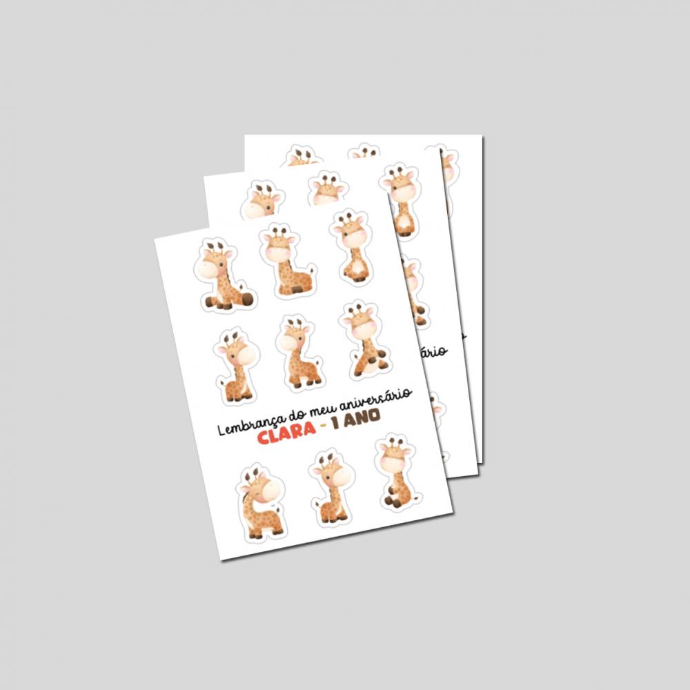 Cartela de Adesivos Festa Infantil Girafa