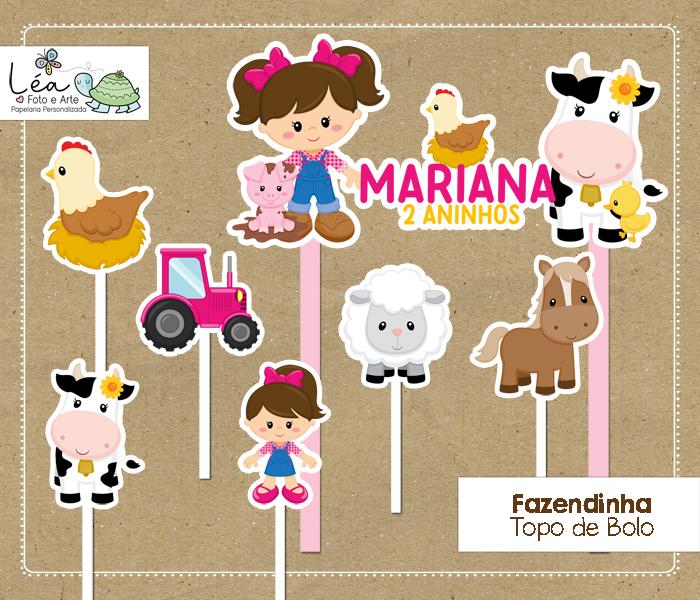 Topo de Bolo Festa Fazendinha Menina