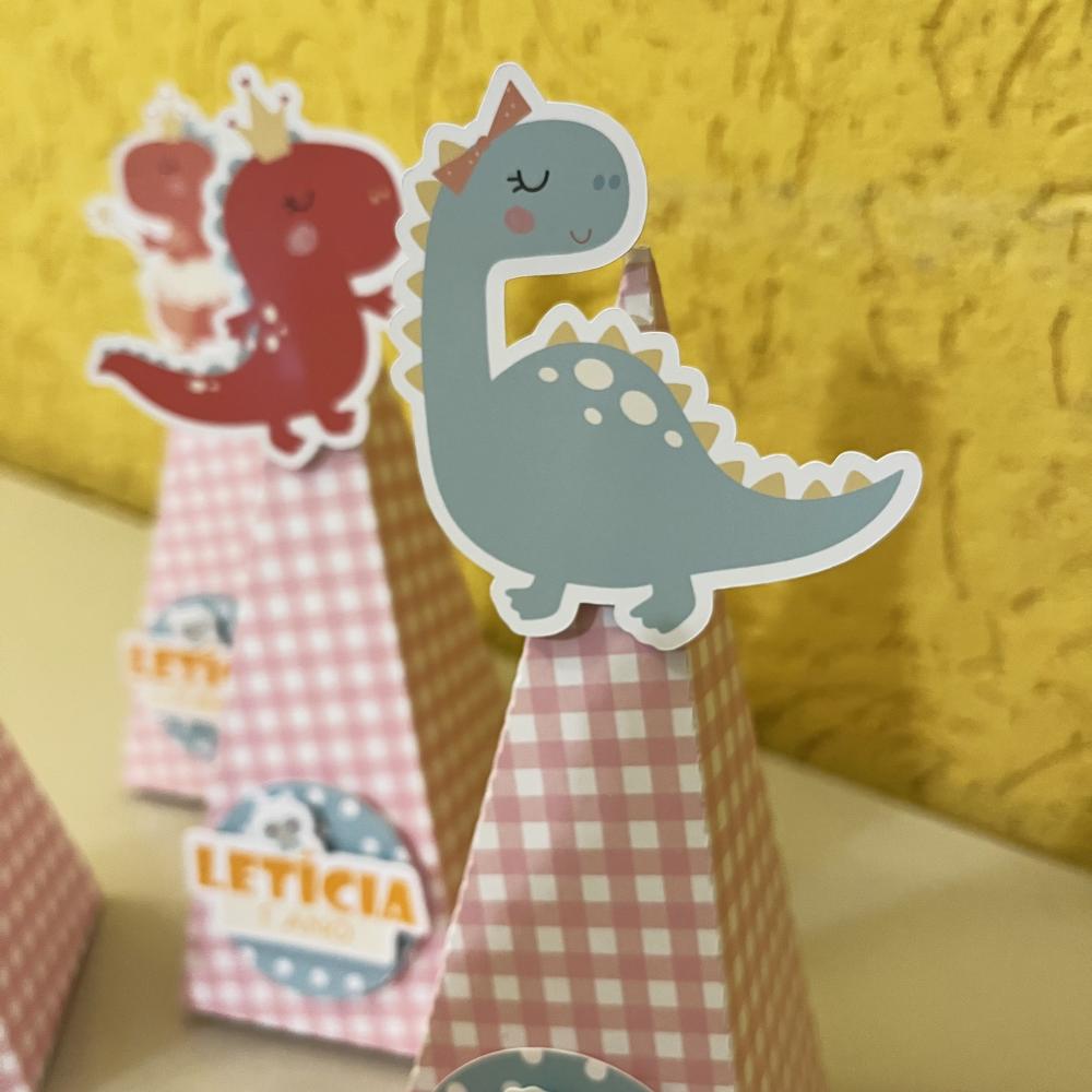Caixinha Pirâmide Festa Dinossauro Menina