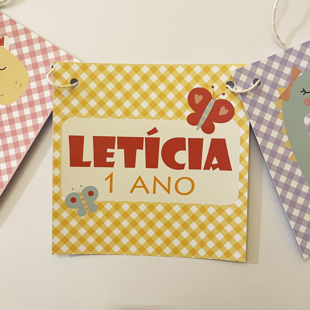 Bandeirola Festa Dinossauros Menina