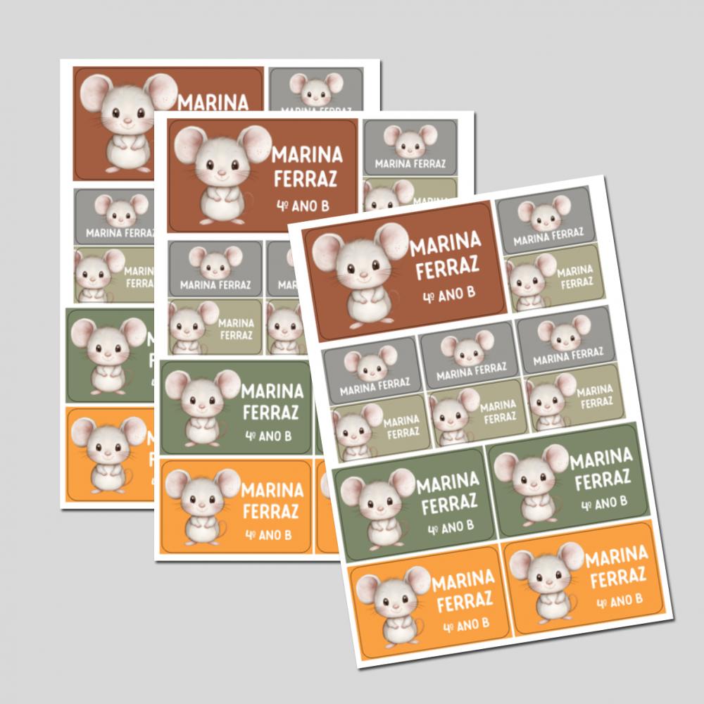 Etiqueta Escolar Ratinhos