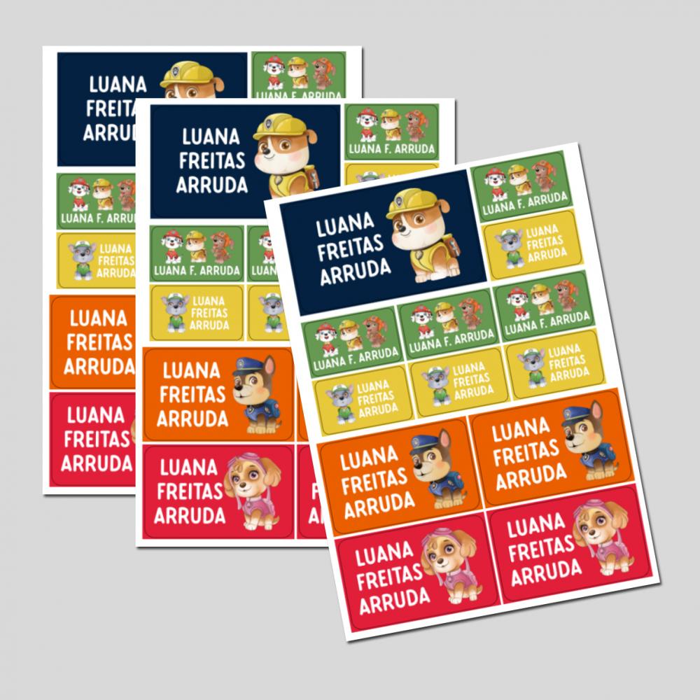 Etiqueta Escolar Patrulha Canina