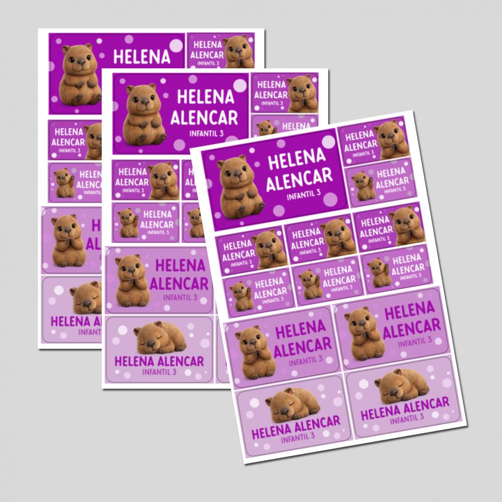 Etiqueta Escolar Capivara Lilás