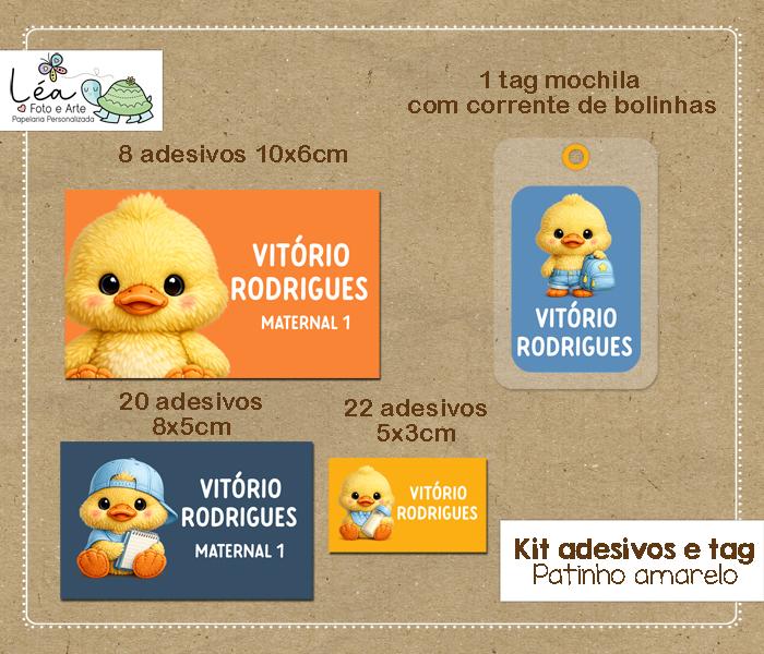 Kit Etiqueta Escolar Patinho de Pelúcia