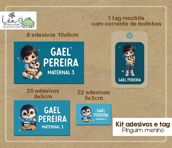 Kit Etiqueta Escolar Pinguim Menino