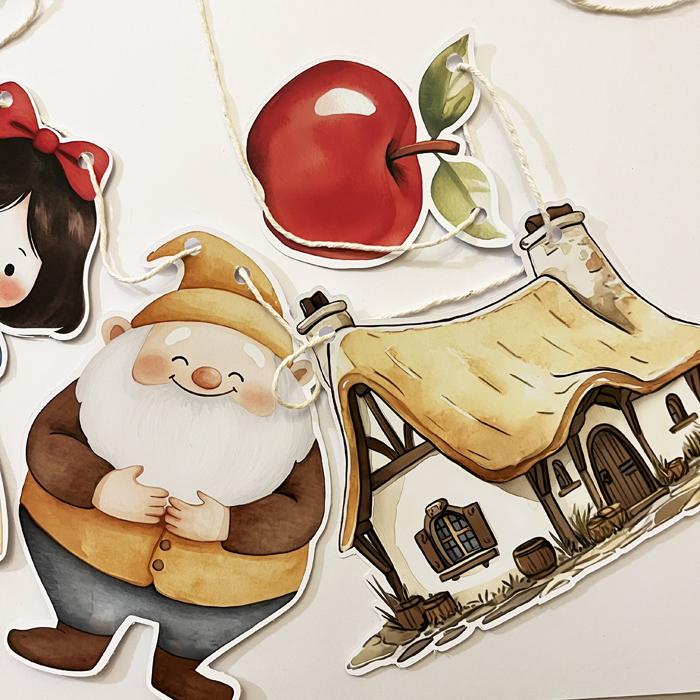 Varal Decorativo Festa Branca de Neve