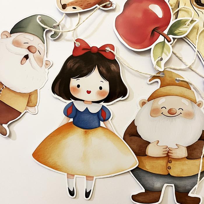 Varal Decorativo Festa Branca de Neve