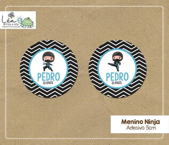 Adesivo Redondo 5cm Ninja Menino