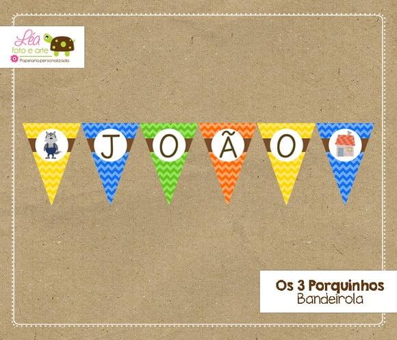 Bandeirola Festa 3 Porquinhos