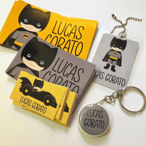Kit Adesivos e Tag Material Escolar Batman