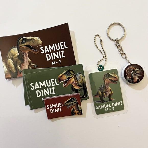 Kit Adesivos e Tag Material Escolar Dinossauros
