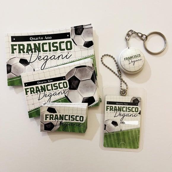 Kit Adesivos e Tag Material Escolar Futebol