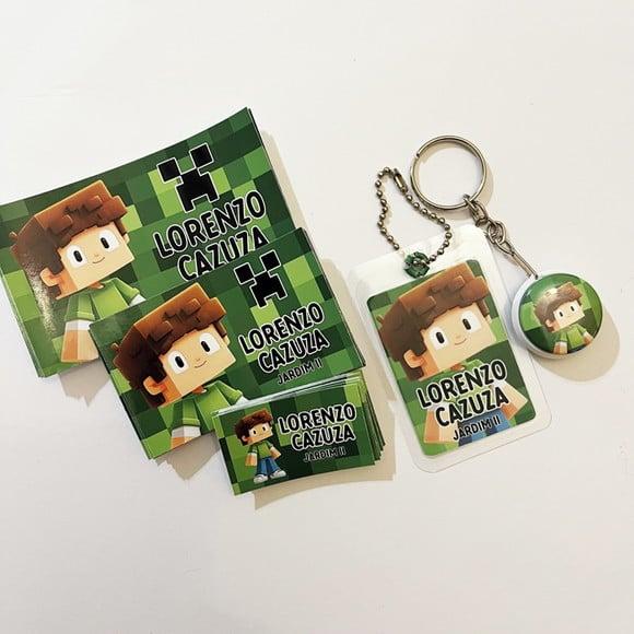 Kit Adesivos e Tag Material Escolar Minecraft Menino
