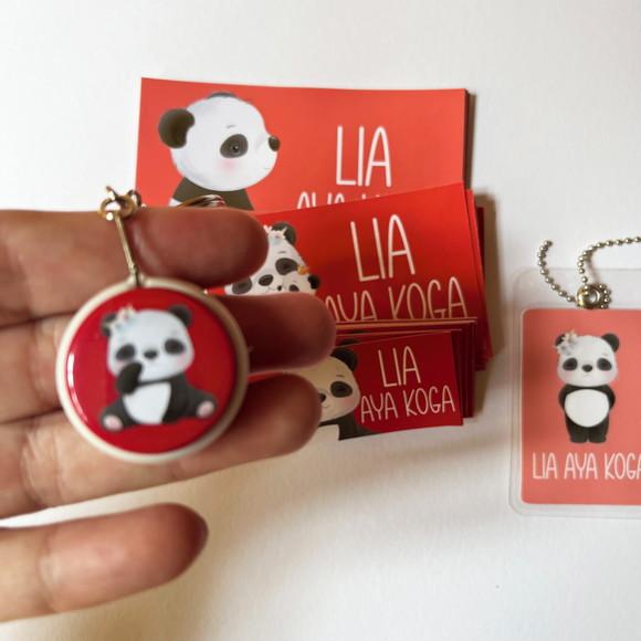 Kit Adesivos e Tag Material Escolar Panda