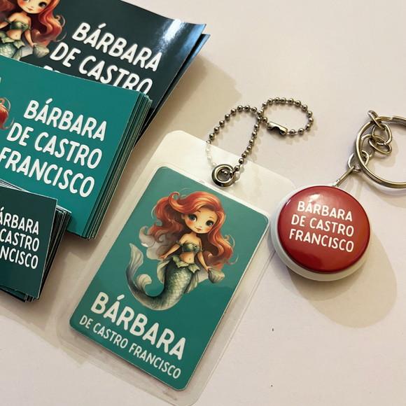 Kit Adesivos e Tag Material Escolar Sereia Ariel