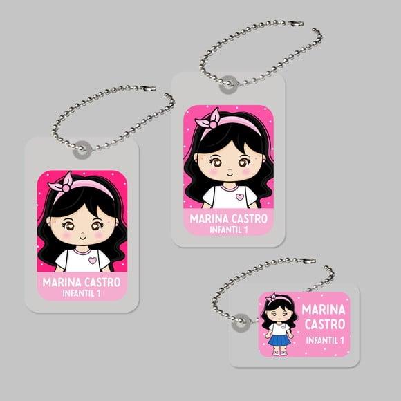 Tags Plastificadas Menina Cabelo Preto
