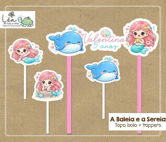 Topo Bolo Festa a Baleia e a Sereia