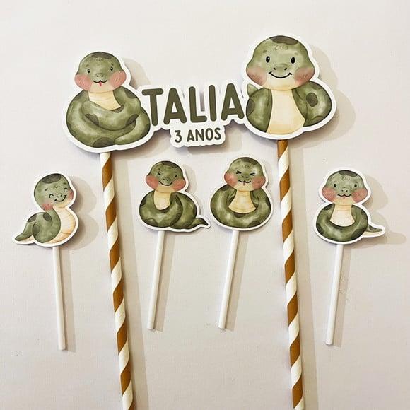 Topo Bolo Festa Infantil Tema Cobra