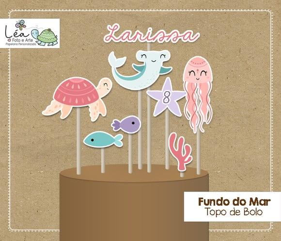 Topo de Bolo Tema Fundo do Mar Menina