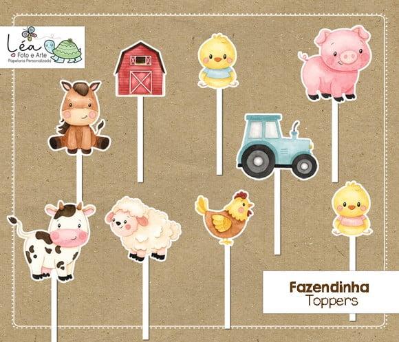 Topper Festa Infantil Fazendinha Aquarela